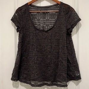 American Eagle Outfitters - black lace trapeze tee